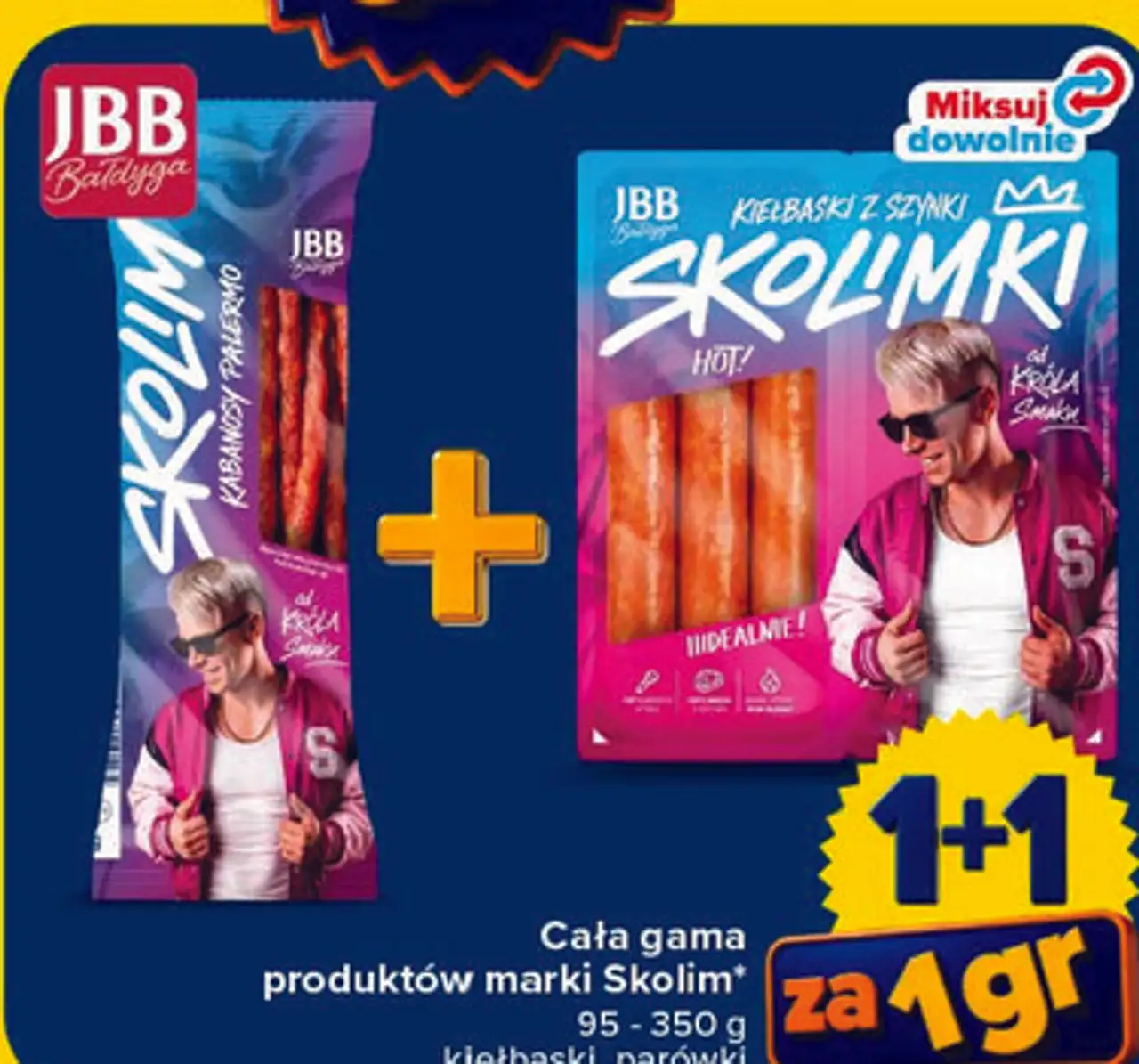 Cała gama produktów marki Skolim (kiełbaski, parówki)