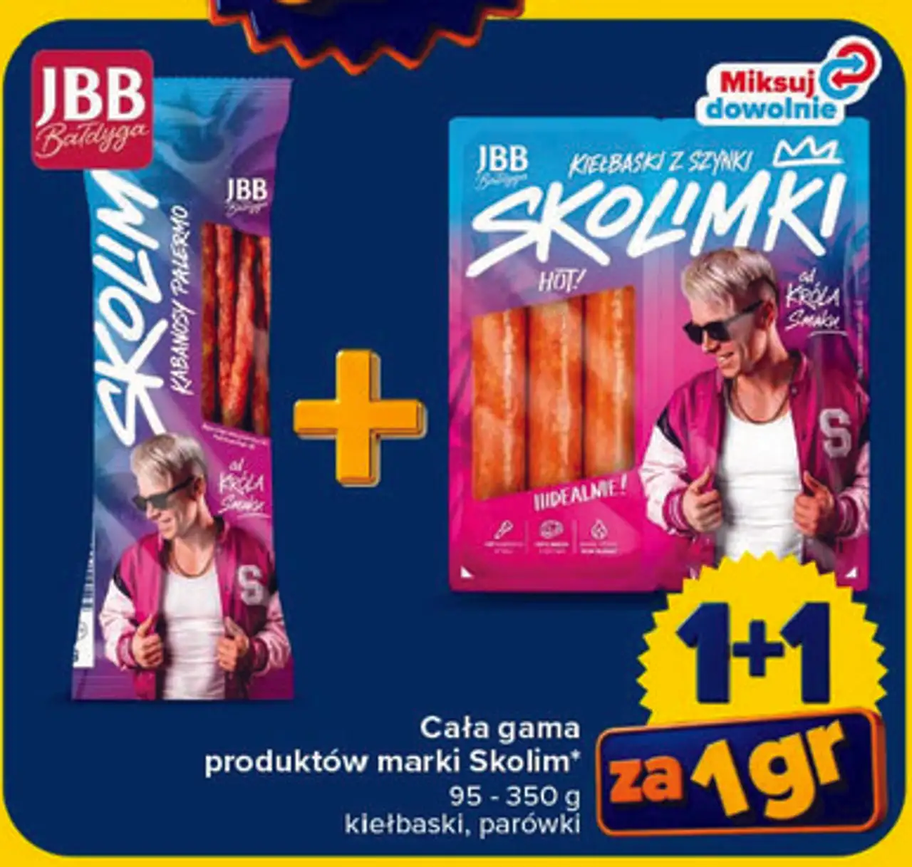 Cała gama produktów marki Skolim (kiełbaski, parówki)