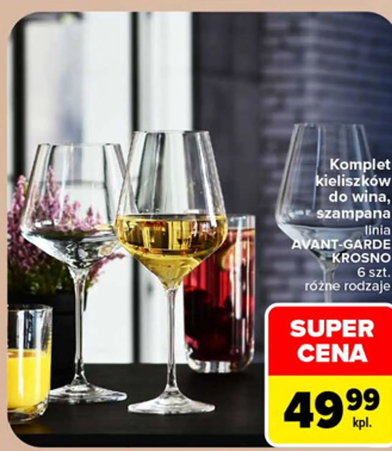 Komplet kieliszków do wina, szampana linia AVANT-GARDE KROSNO