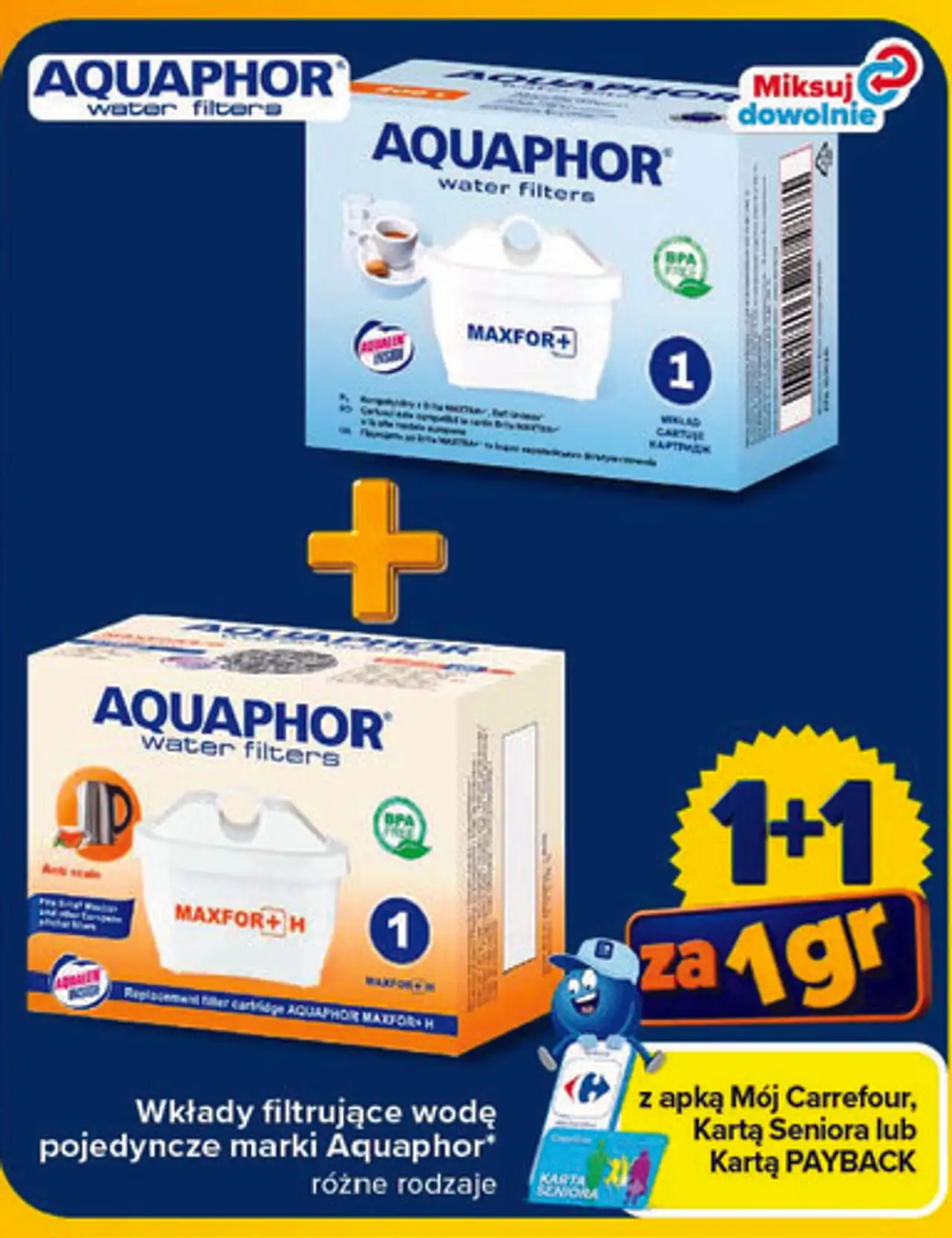 Wkłady filtrujące wodę pojedyncze marki Aquaphor