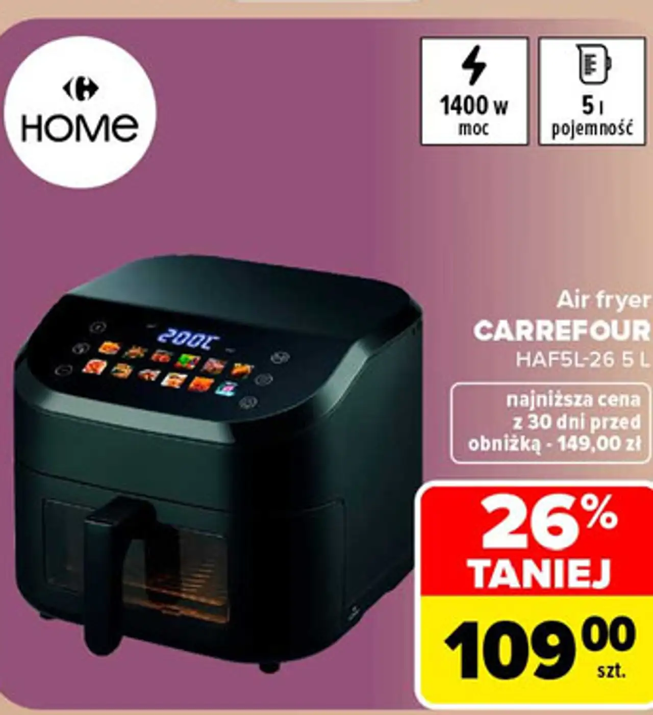 Air fryer CARREFOUR HAF5L-26 5 L