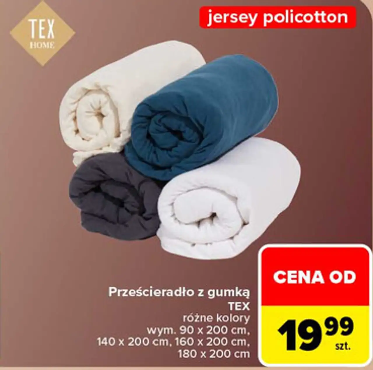TEX HOME Prześcieradło z gumką jersey policotton