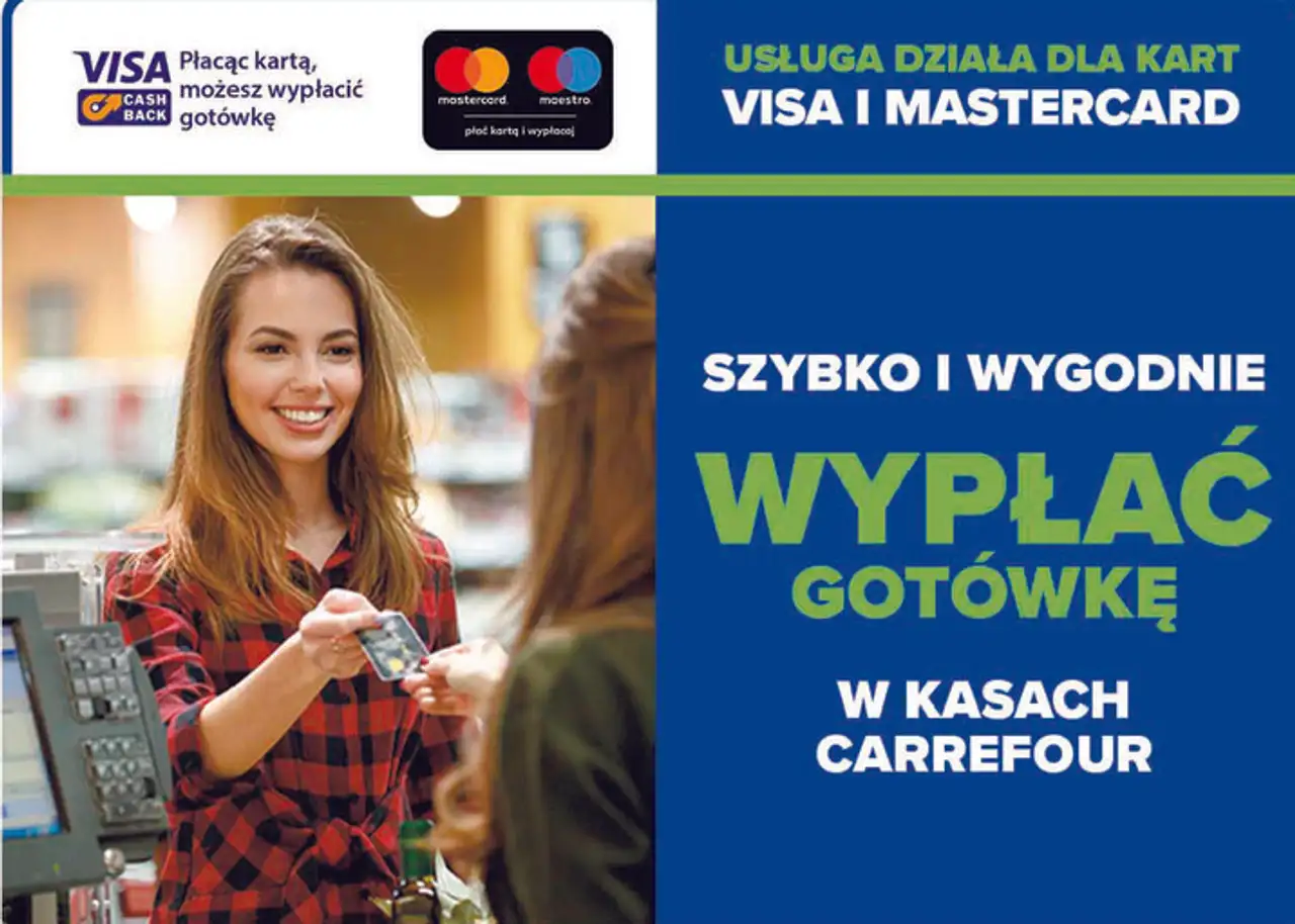 Wypłata gotówki w kasach Carrefour