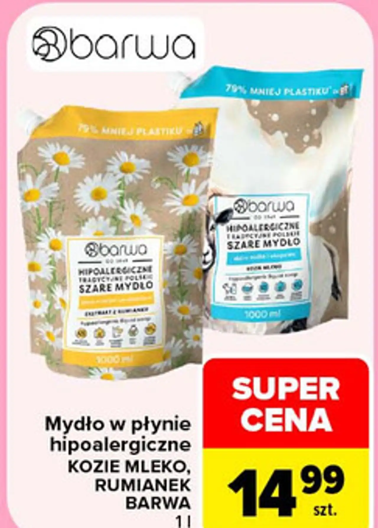Mydło w płynie hipoalergiczne KOZIE MLEKO, RUMIANEK BARWA, 1 l