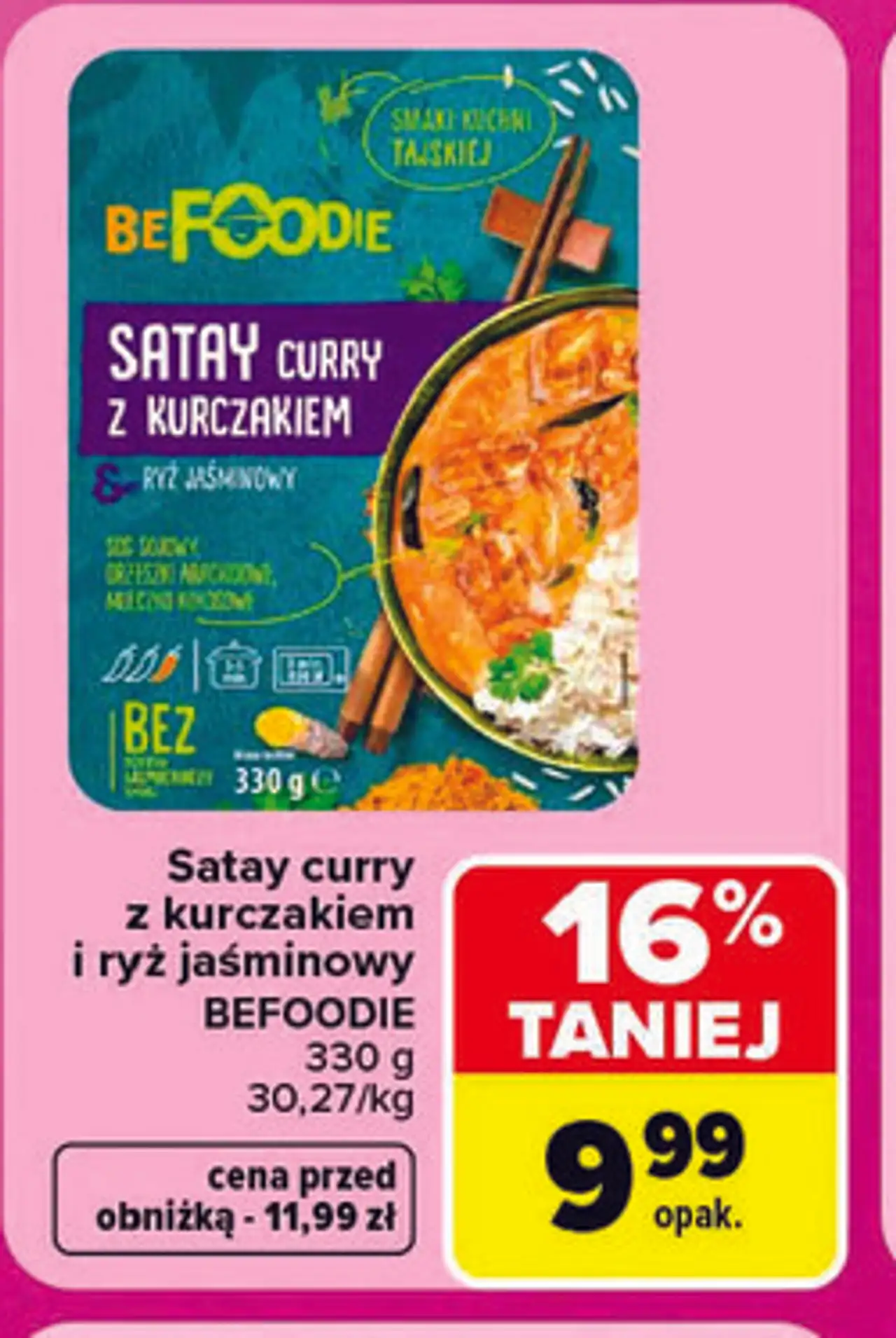 Satay curry z kurczakiem i ryż jaśminowy BEFOODIE