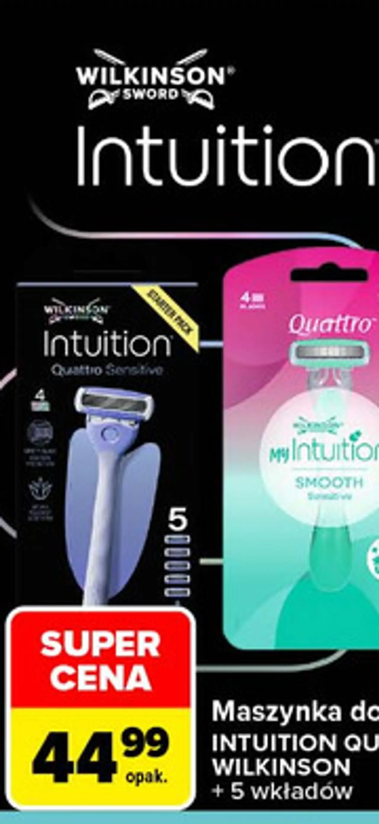 Maszynki do golenia INTUITION QUATTRO SENSITIVE WILKINSON + 5 wkładów