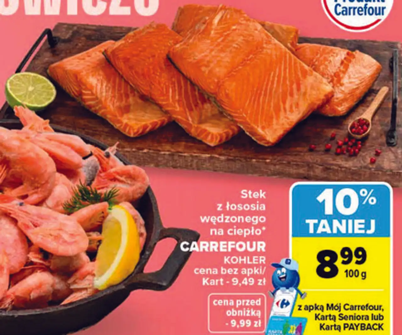 Stek z łososia wędzonego na ciepło CARREFOUR KOHLER