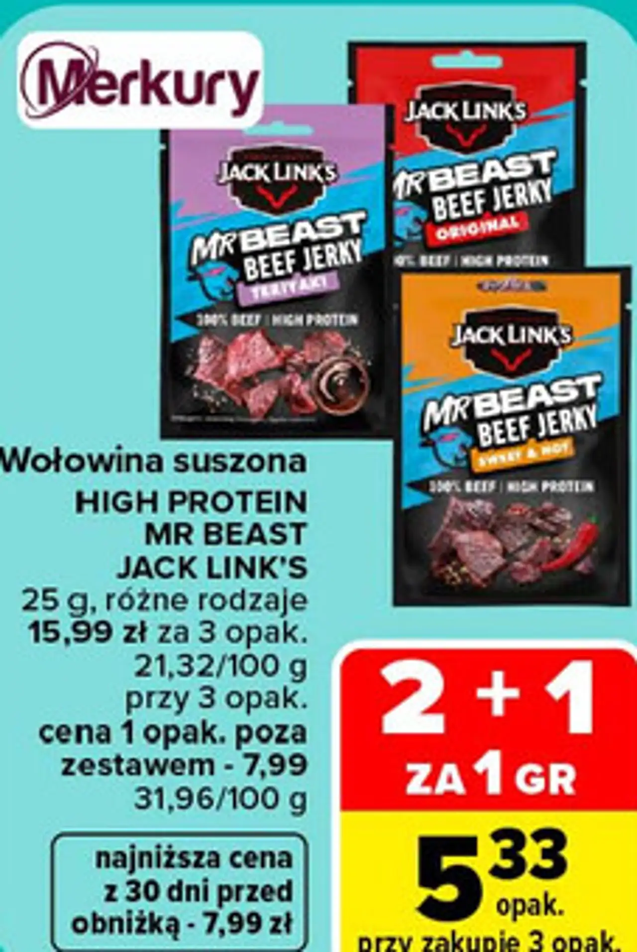 Wołowina suszona HIGH PROTEIN MR BEAST JACK LINK'S
