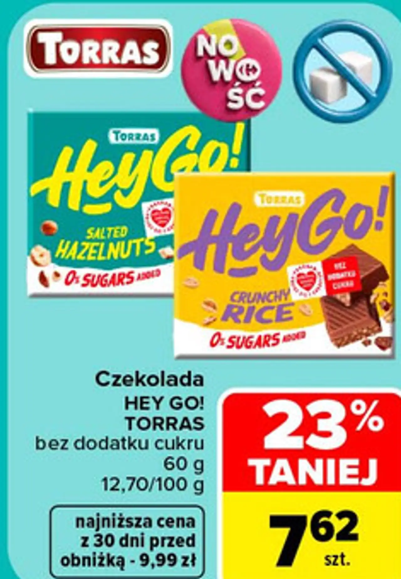 Czekolada HEY GO! TORRAS bez dodatku cukru