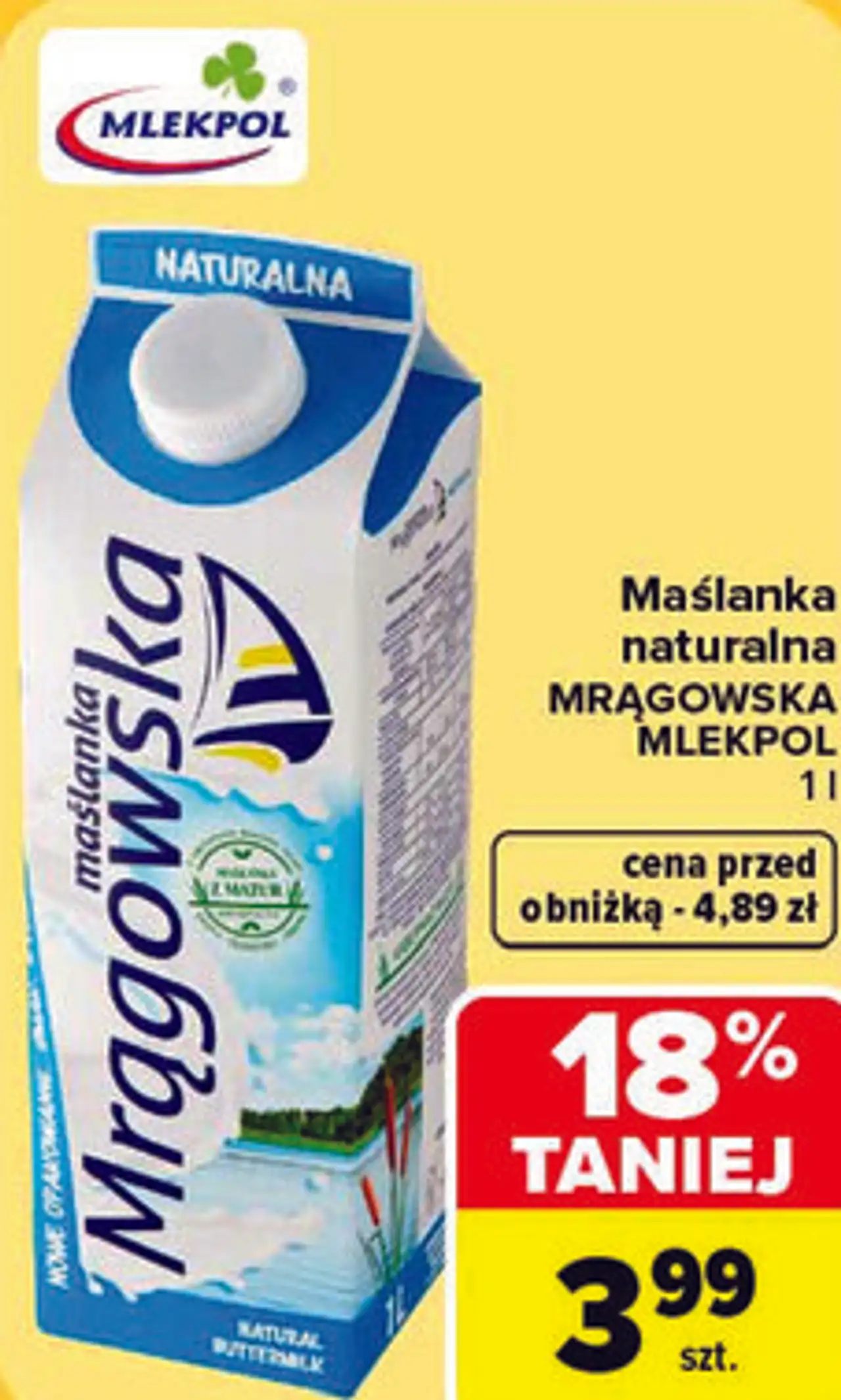 Maślanka naturalna Mrągowska Mlekpol