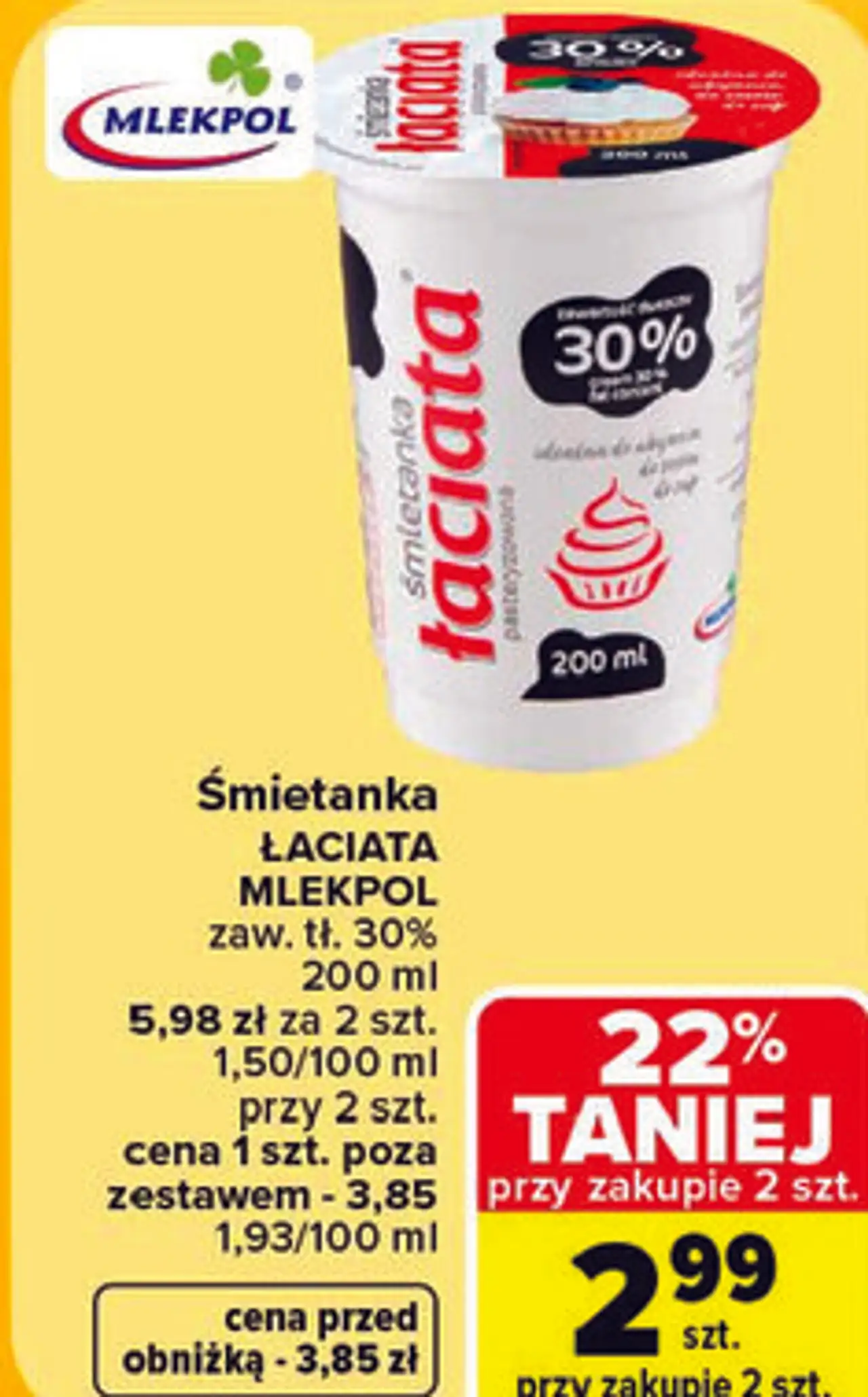 Śmietanka Łaciata Mlekpol 30%