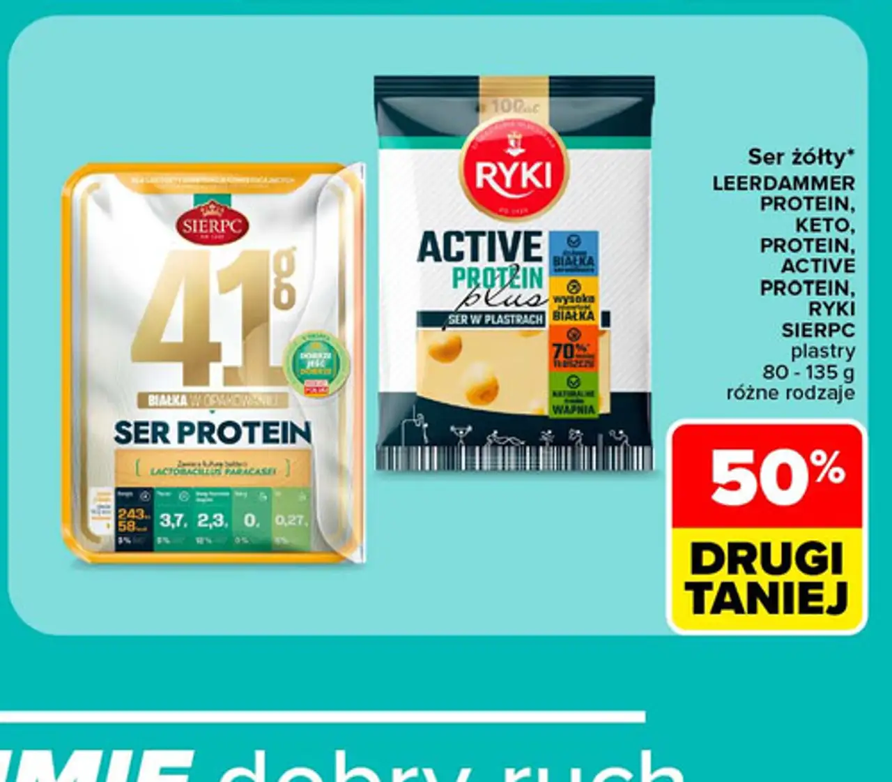 Ser żółty Ryki Active Protein, Sierpc Ser Protein, Leerdammer Protein