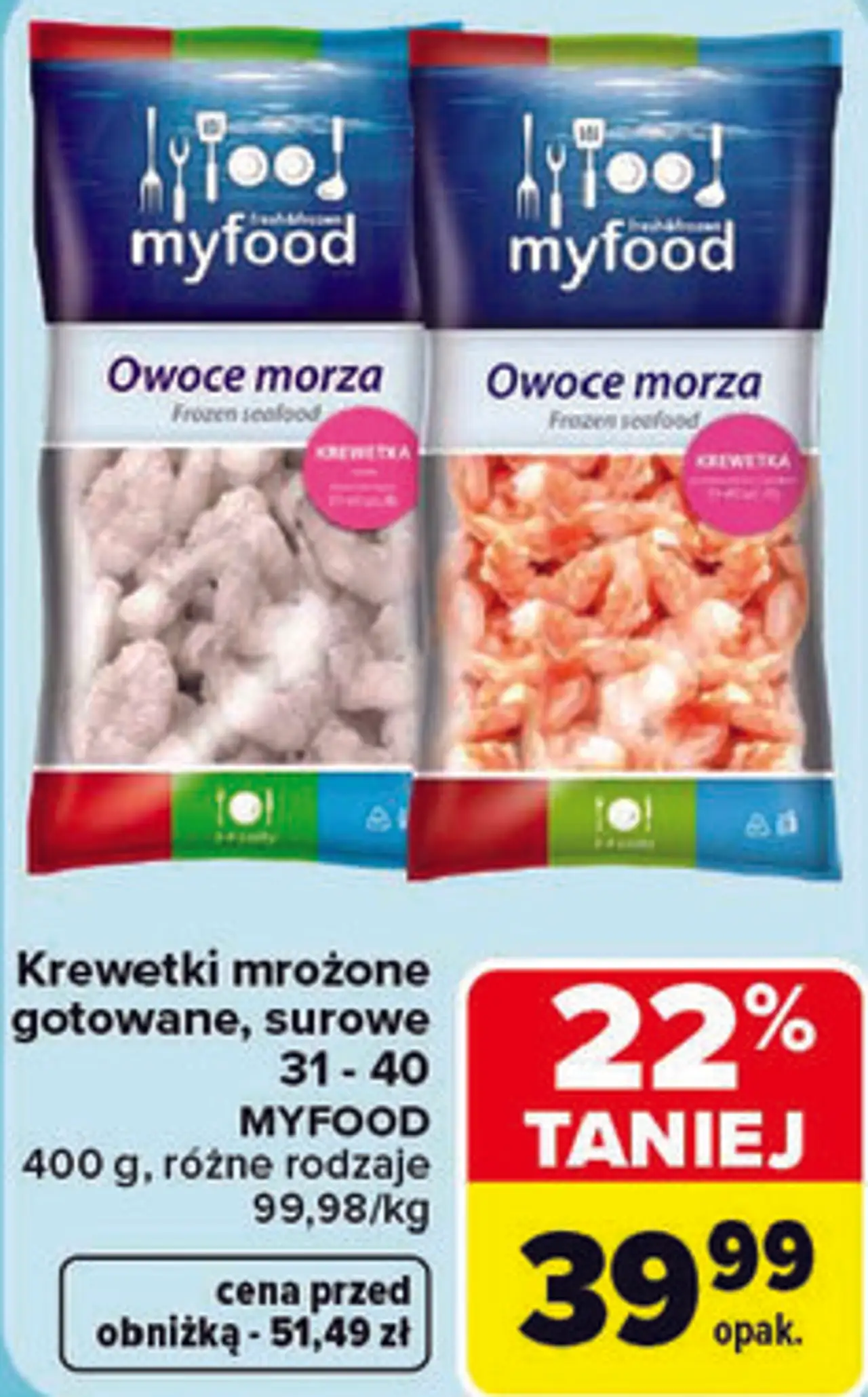 Krewetki mrożone gotowane, surowe Myfood