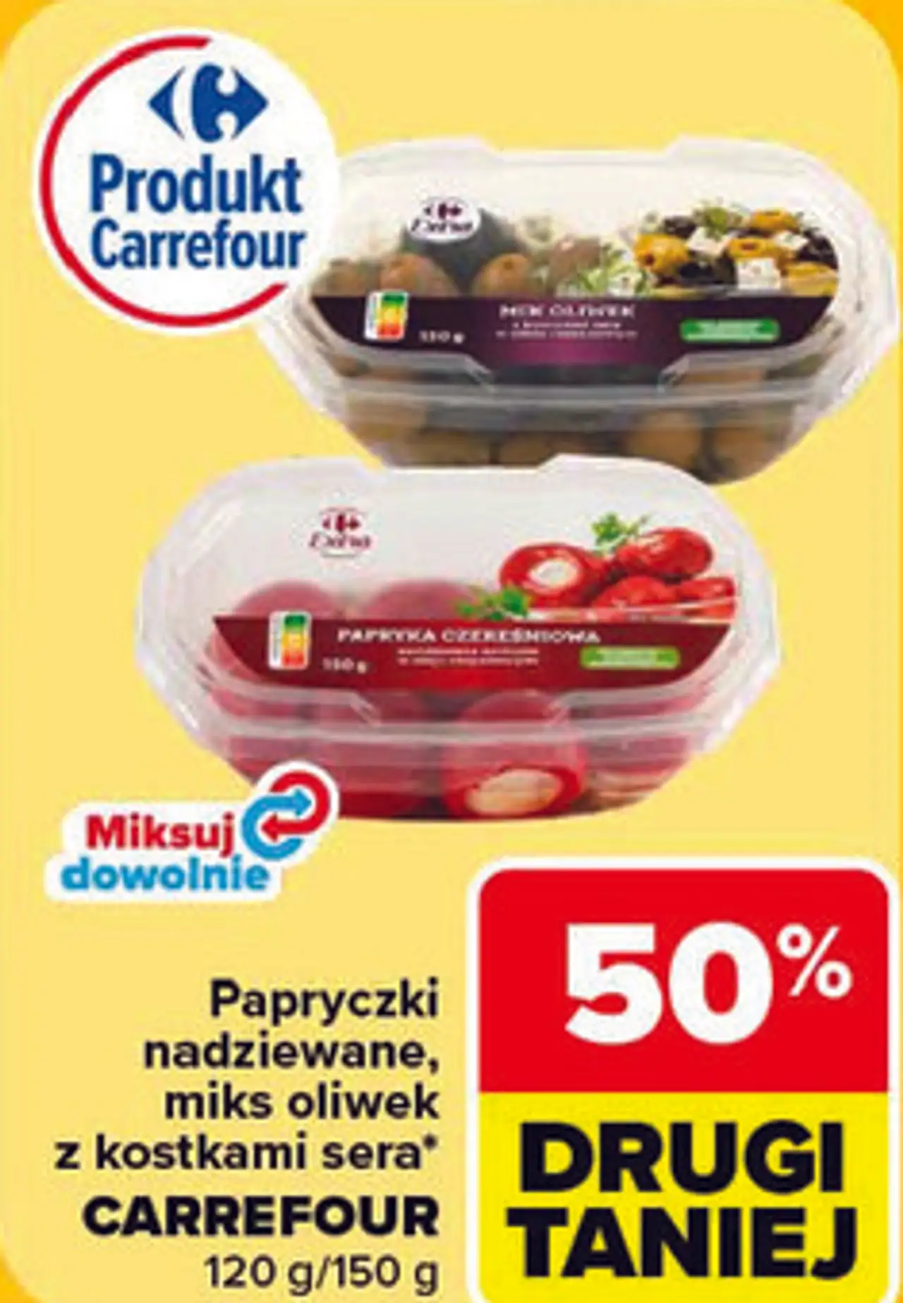 Papryczki nadziewane, miks oliwek z kostkami sera CARREFOUR