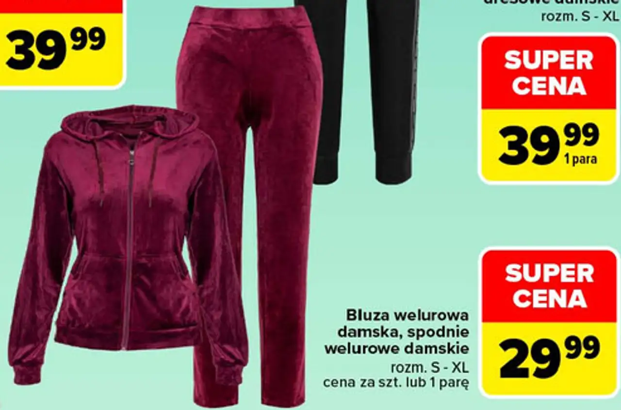 Bluza welurowa damska, spodnie welurowe damskie TEX