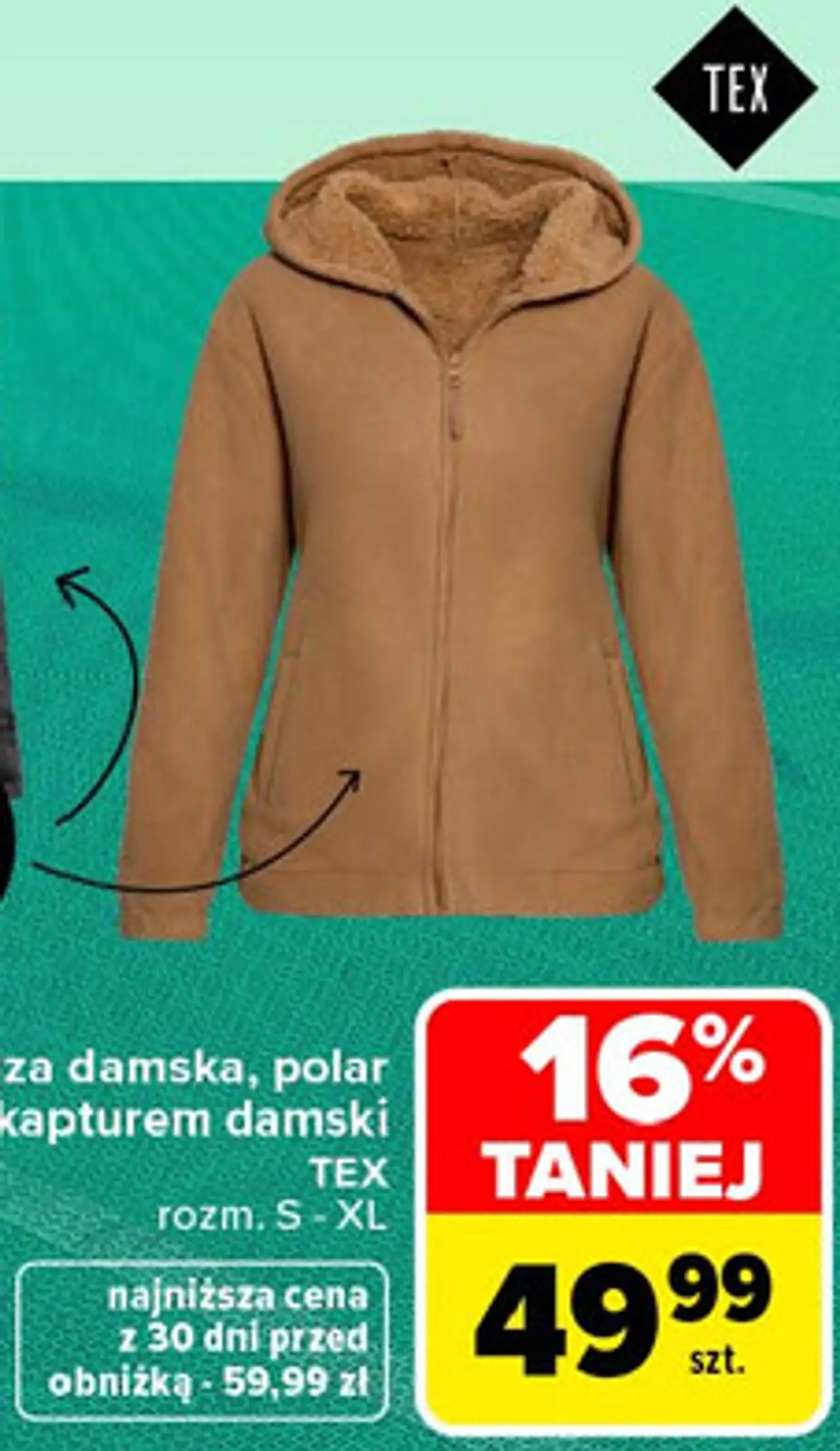 Bluza damska, polar z kapturem damski TEX