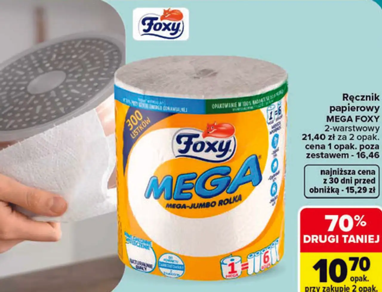 Ręcznik papierowy Foxy Mega Jumbo Rolka 2-warstwowy