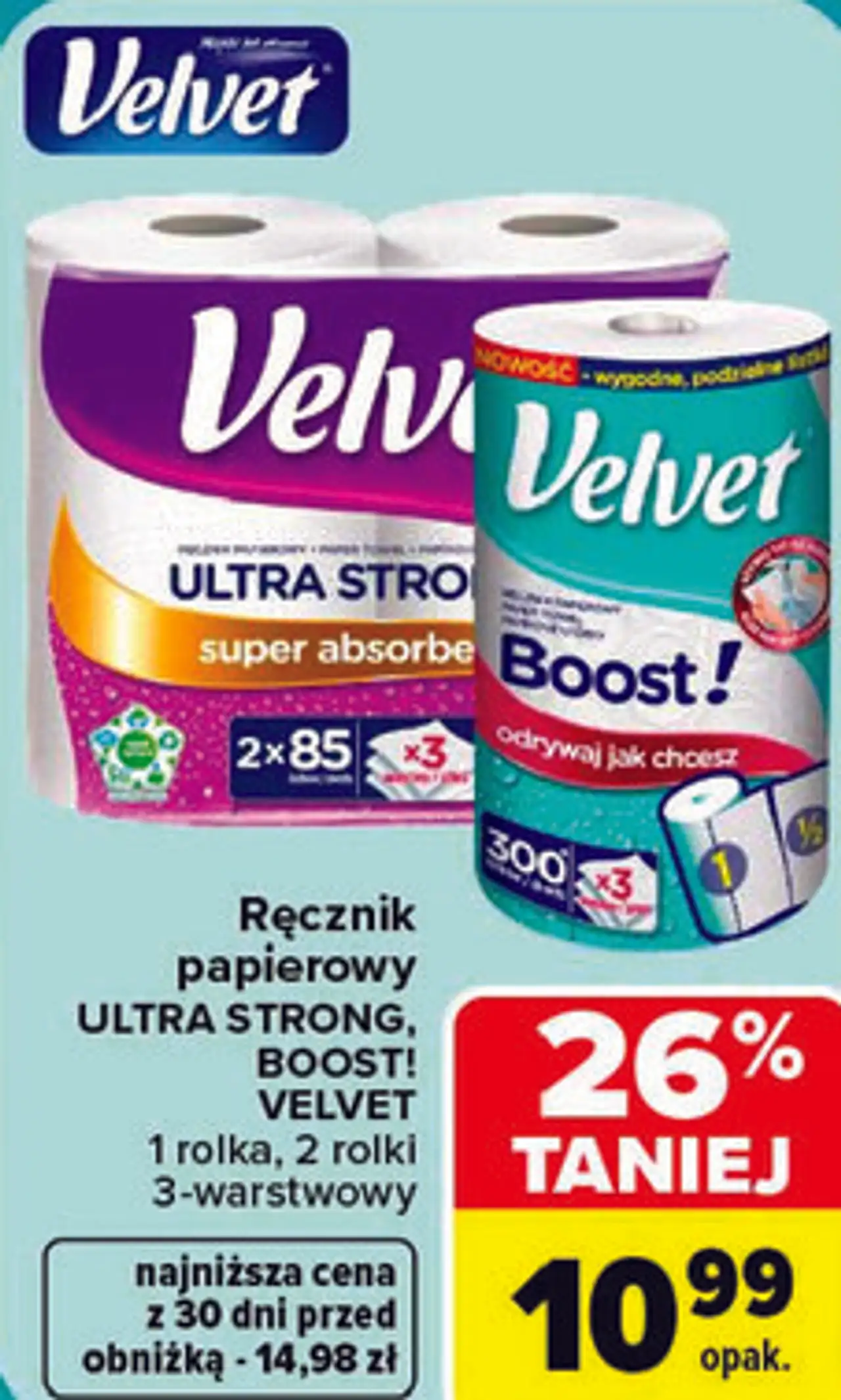 Ręcznik papierowy Velvet Ultra Strong, Boost! 3-warstwowy