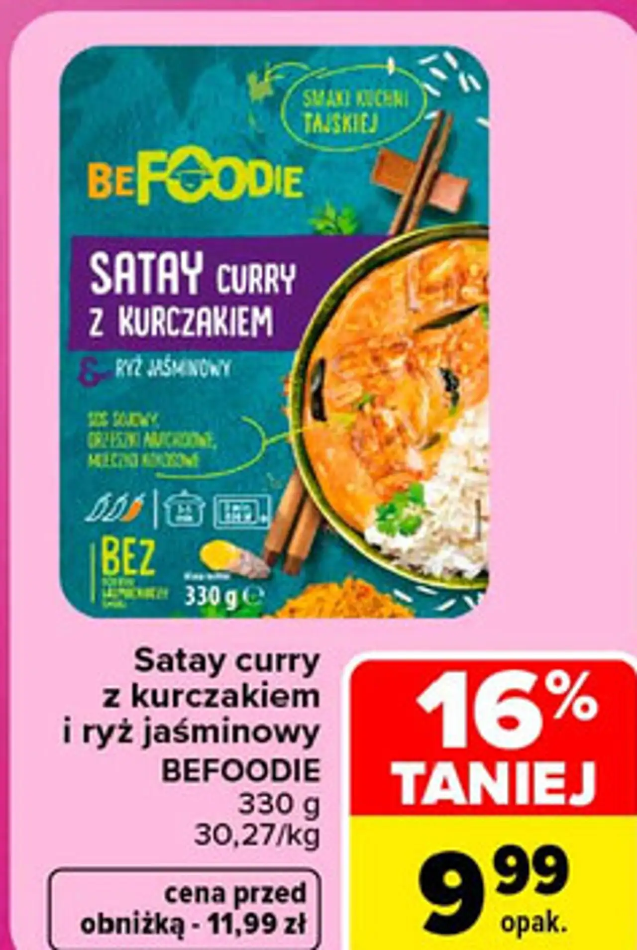 Satay curry z kurczakiem i ryż jaśminowy BEFOODIE
