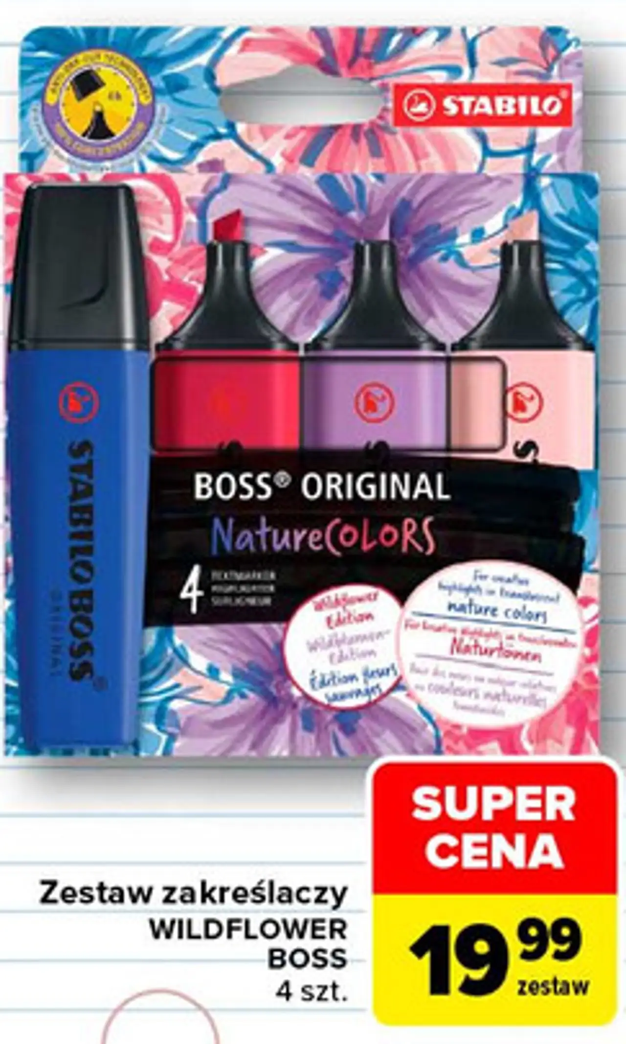 Zestaw zakreślaczy STABILO BOSS ORIGINAL WILDFLOWER 4 szt.