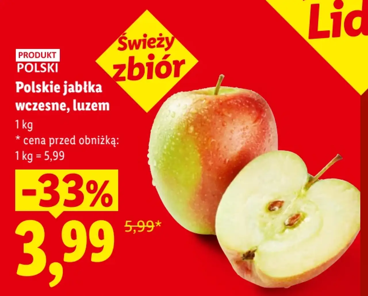Polskie jabłka wczesne, luzem Ryneczek Lidla