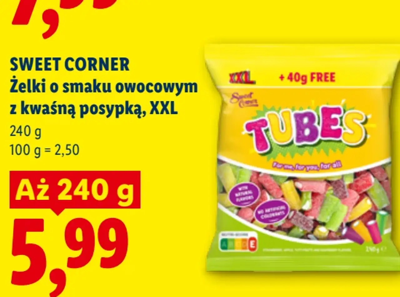 Sweet Corner Żelki o smaku owocowym z kwaśną posypką, XXL