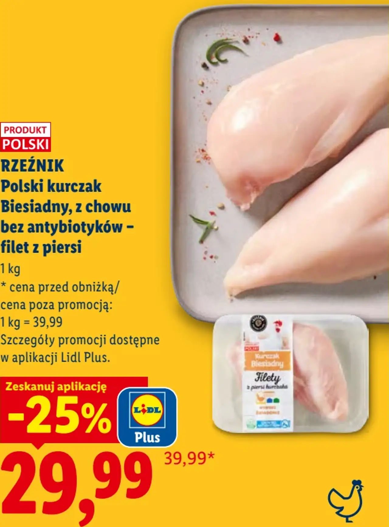 Rzeźnik Polski kurczak Biesiadny, z chowu bez antybiotyków - filet z piersi