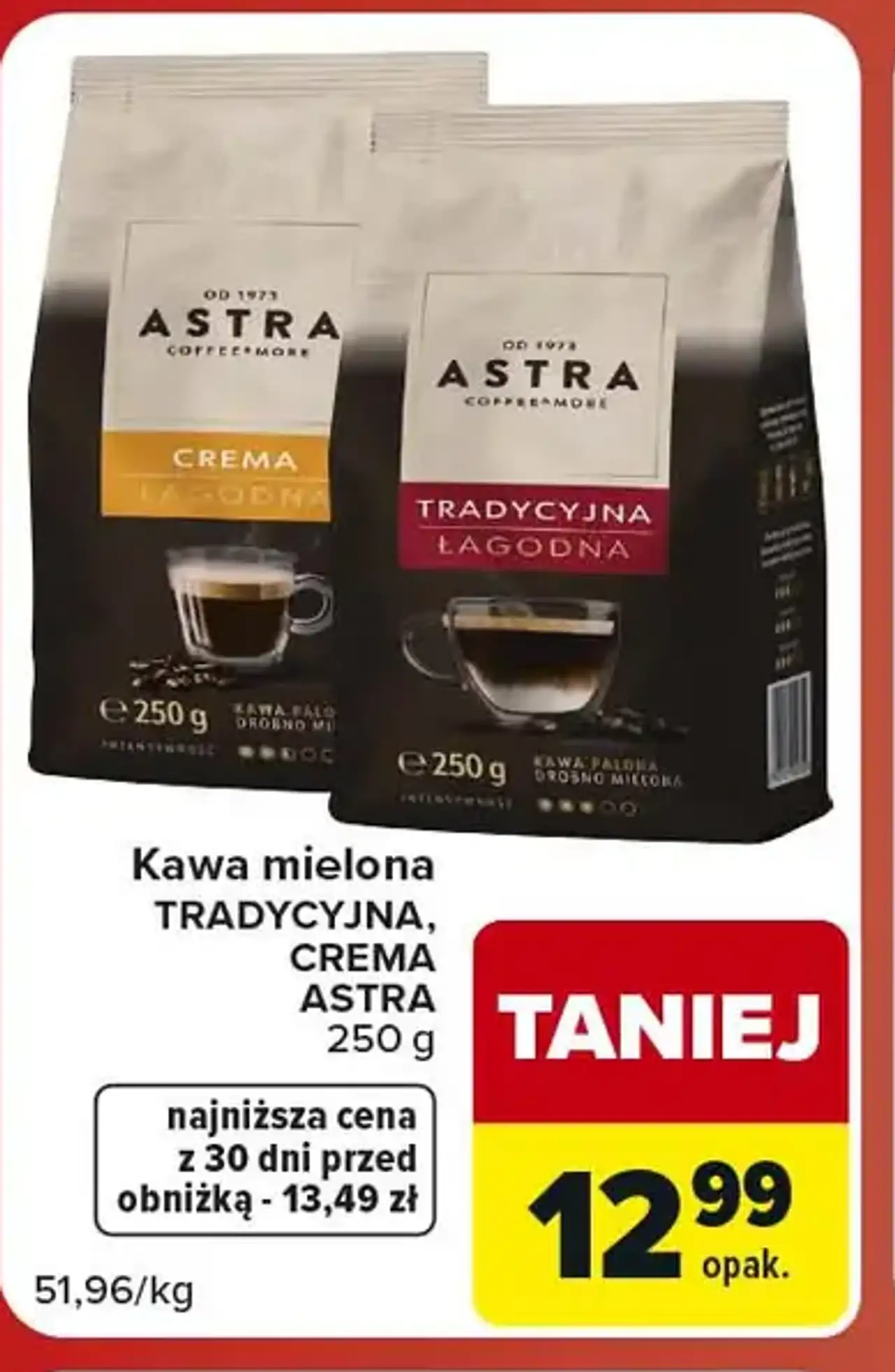 Kawa mielona TRADYCYJNA, CREMA ASTRA