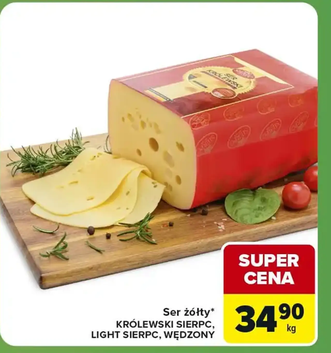 Ser żółty KRÓLEWSKI SIERPC, LIGHT SIERPC, WĘDZONY