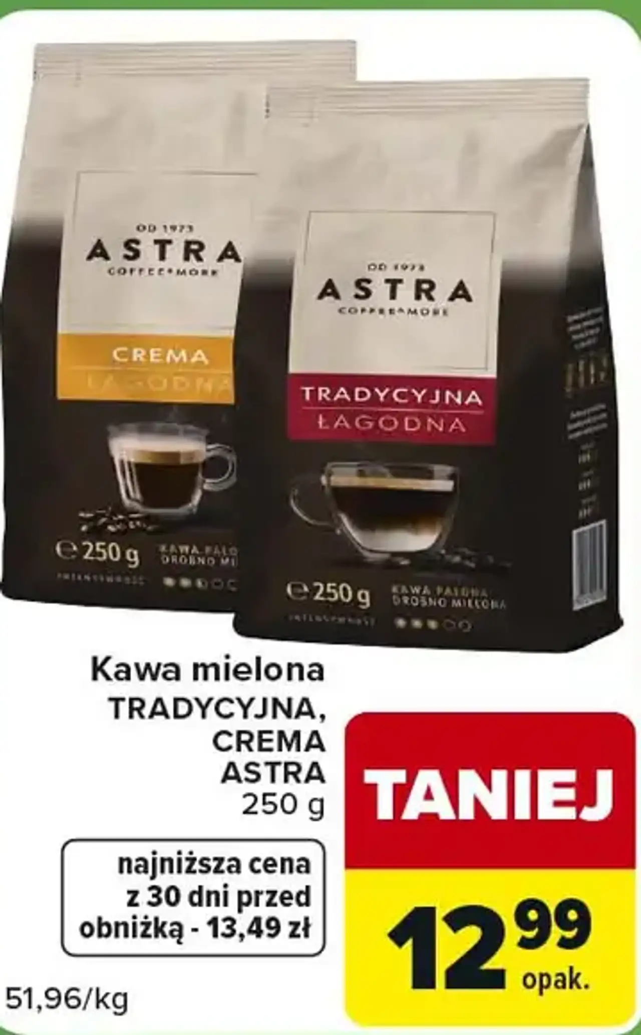 Kawa mielona TRADYCYJNA, CREMA ASTRA