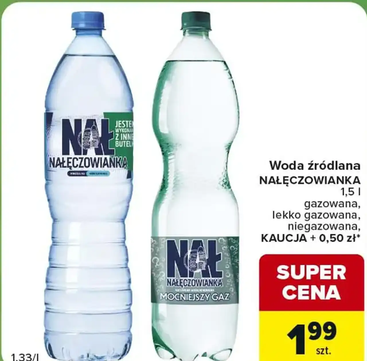 Woda źródlana Nałęczowianka gazowana, lekko gazowana, niegazowana