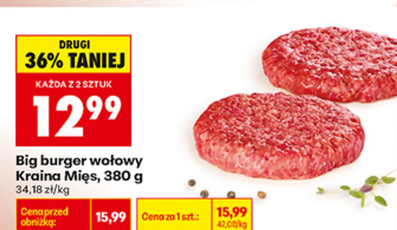 Big burger wołowy Kraina Mięs, 380 g