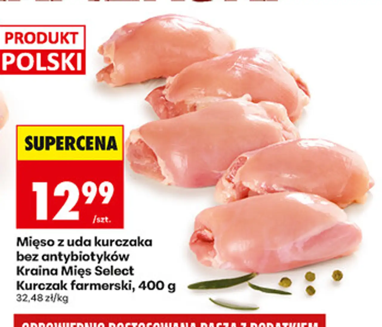 Mięso z uda kurczaka bez antybiotyków Kraina Mięs Select Kurczak farmerski