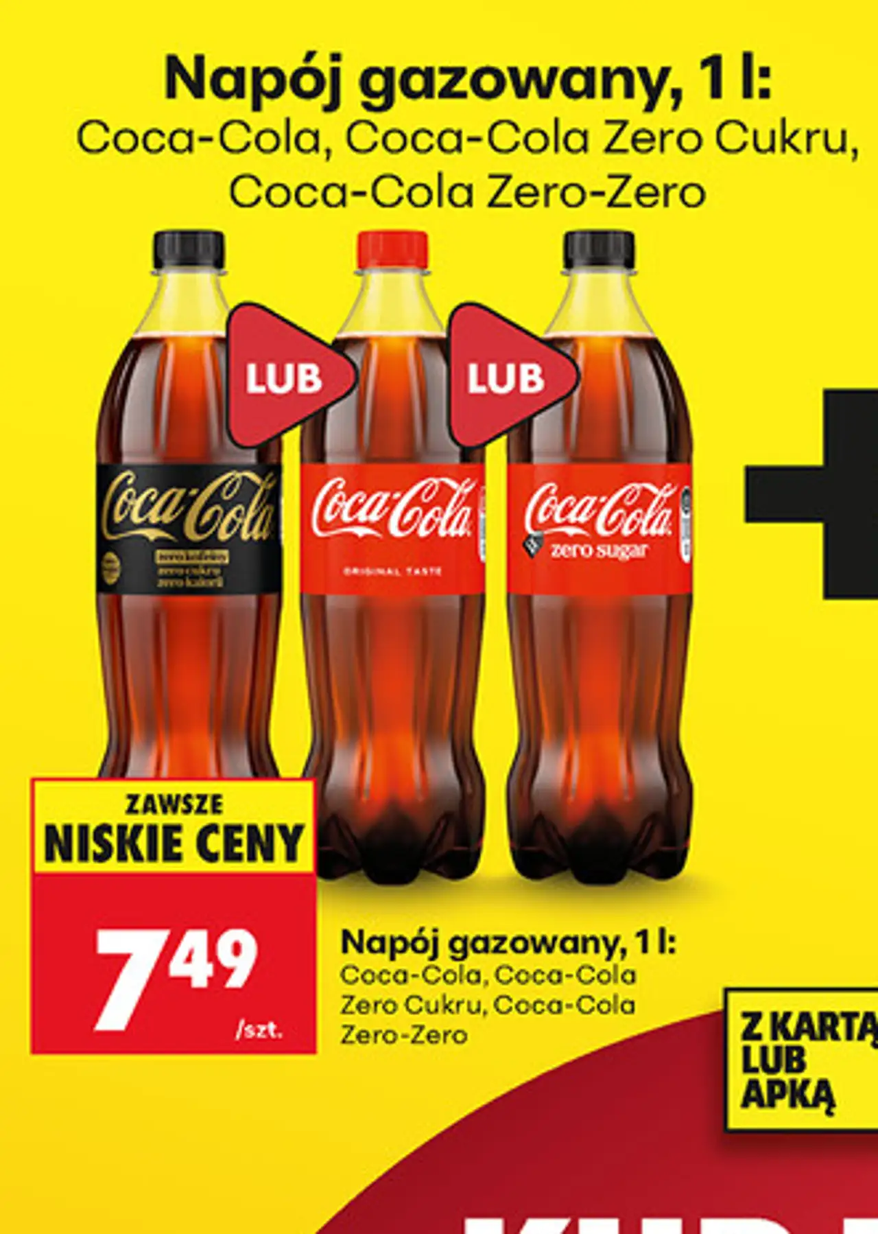 Napój gazowany Coca-Cola, Coca-Cola Zero Cukru, Coca-Cola Zero-Zero 1 l