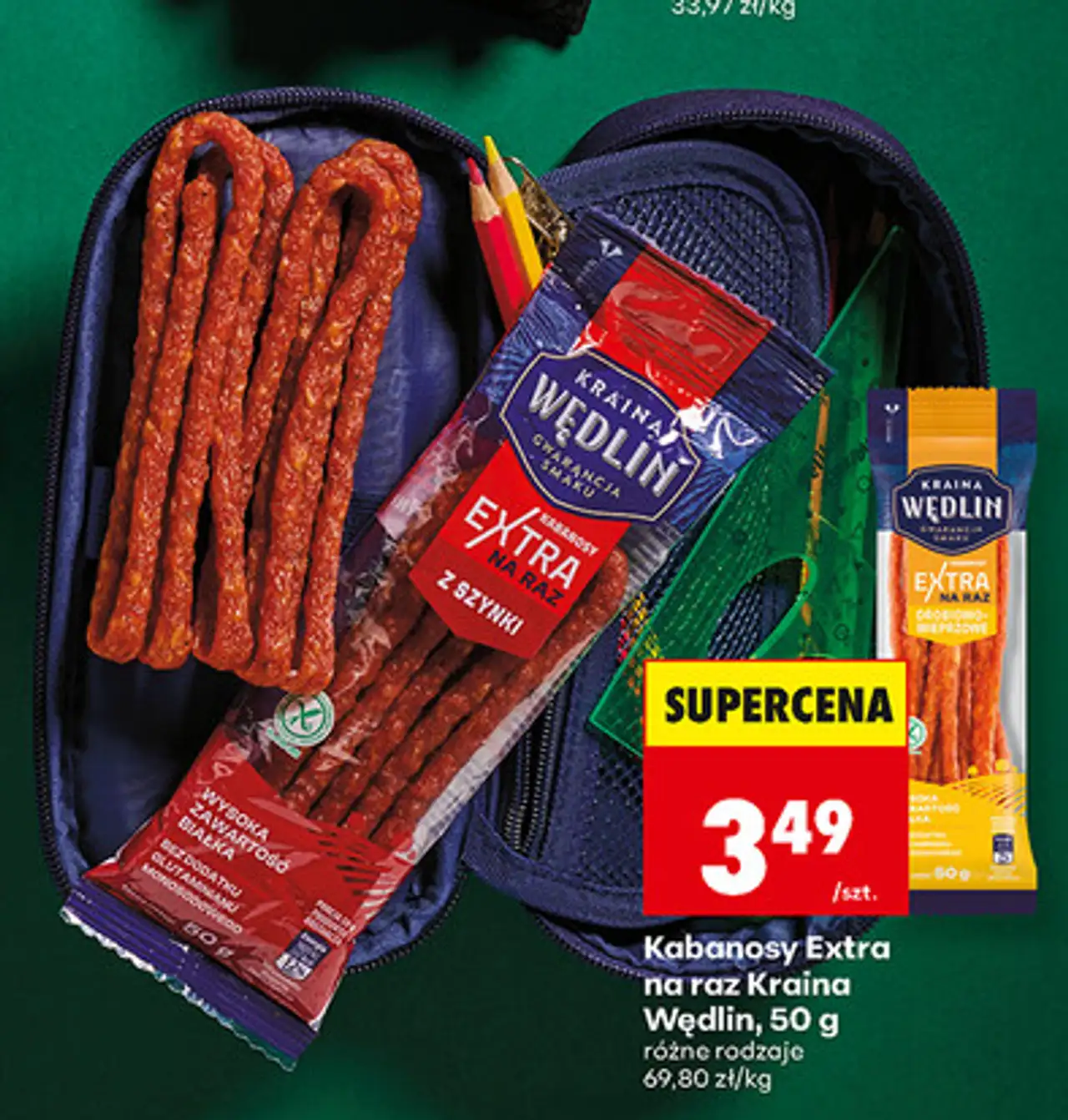 Kabanosy Extra na raz Kraina Wędlin, 50 g: różne rodzaje