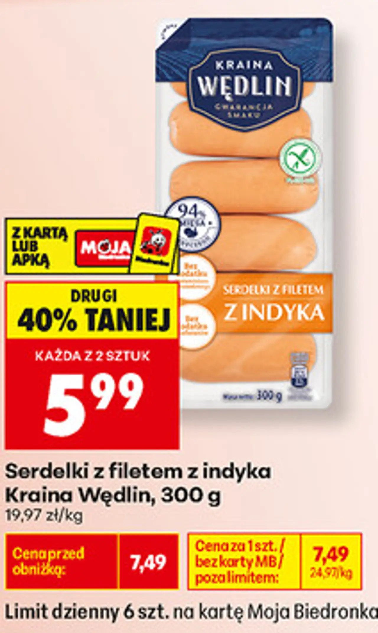 Serdelki z filetem z indyka Kraina Wędlin, 300 g
