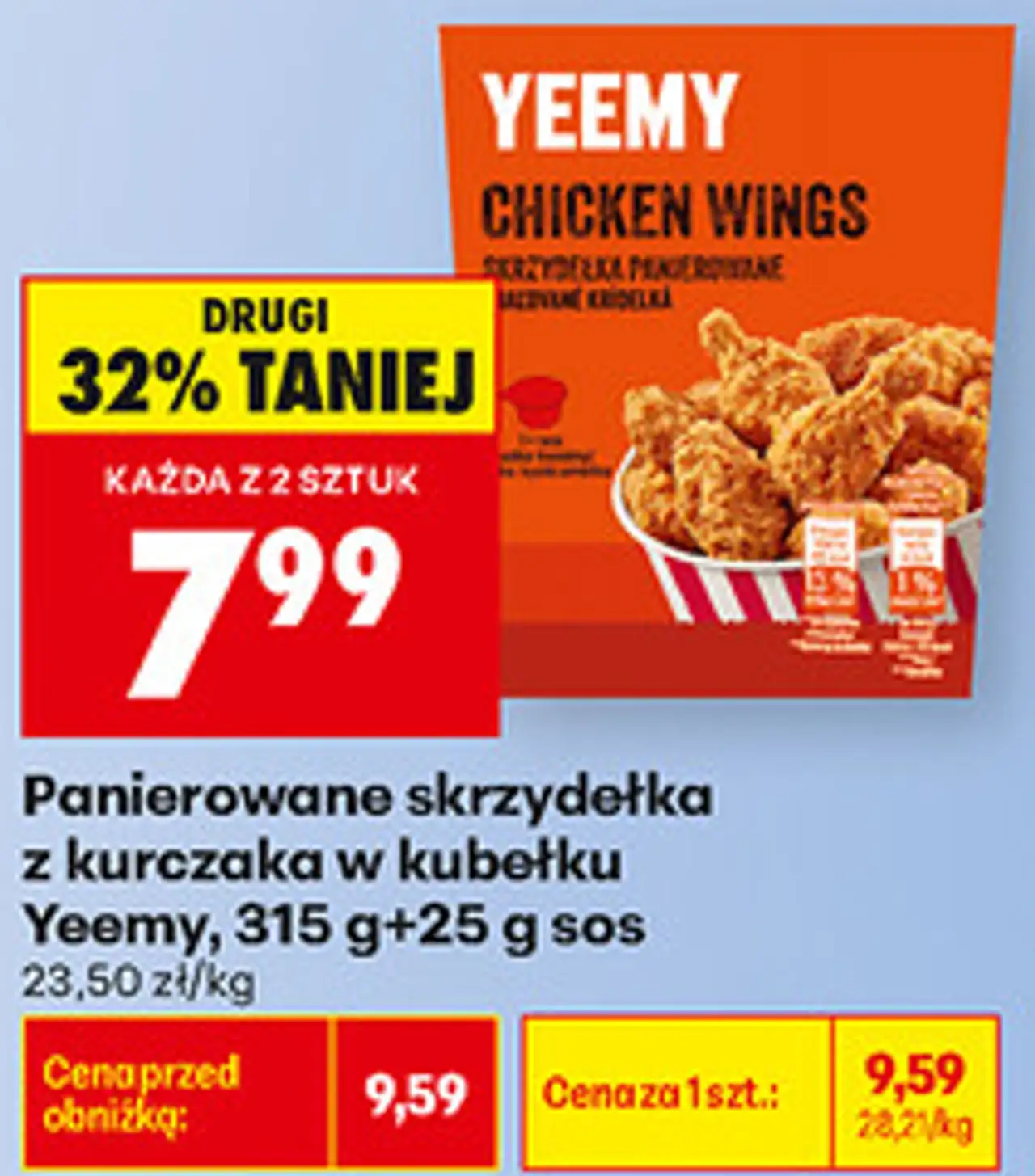 Panierowane skrzydełka z kurczaka w kubełku Yeemy