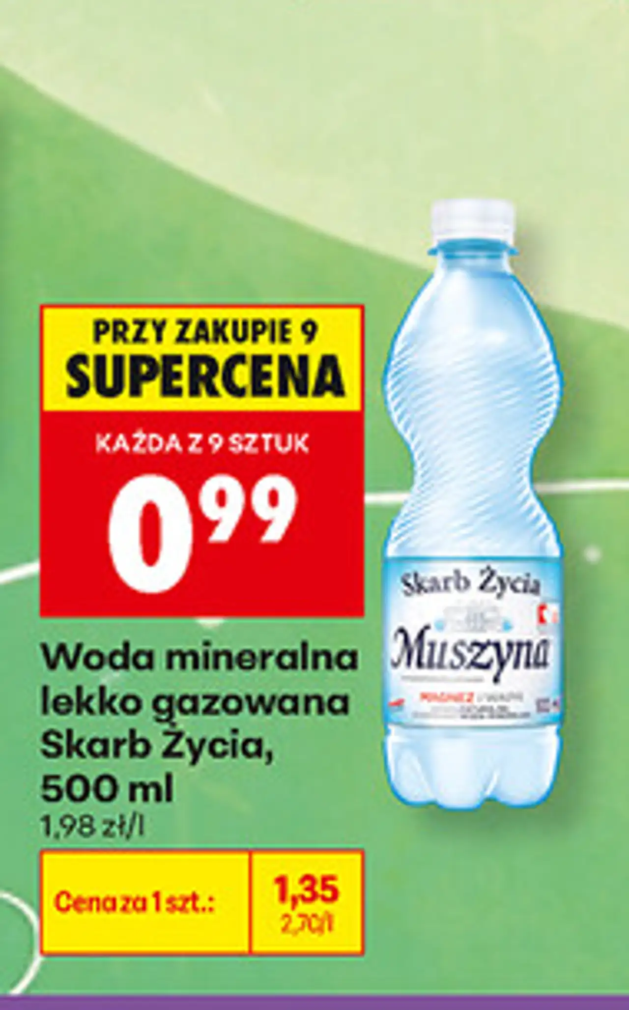 Woda mineralna lekko gazowana Skarb Życia Muszyna, 500 ml