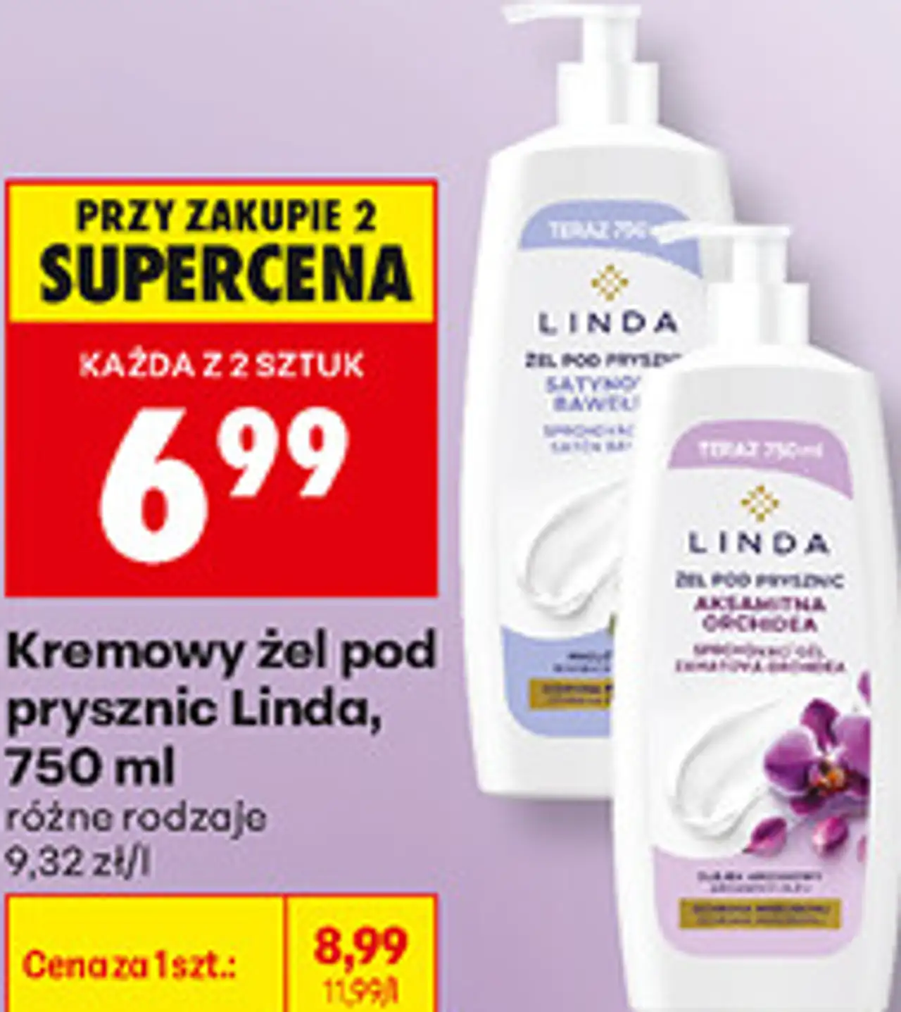 Kremowy żel pod prysznic Linda, 750 ml