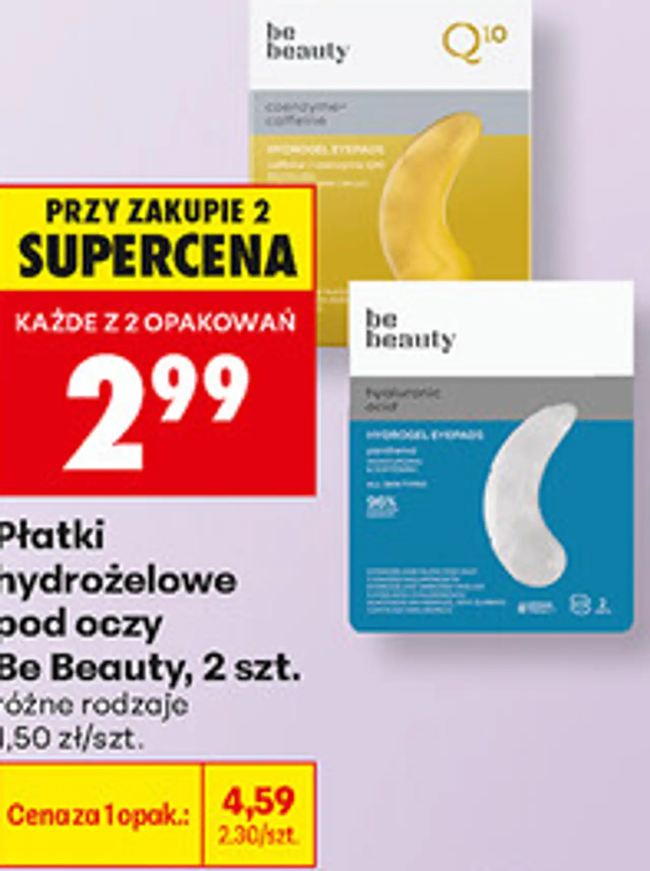Płatki hydrożelowe pod oczy Be Beauty, 2 szt.