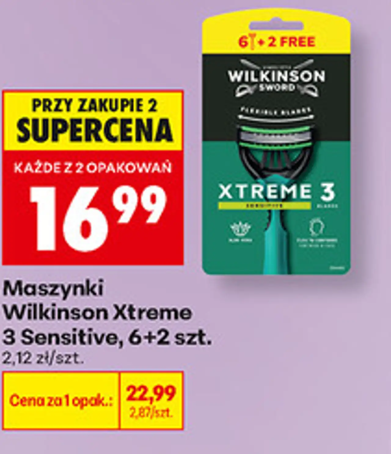 Maszynki Wilkinson Xtreme 3 Sensitive, 6+2 szt.