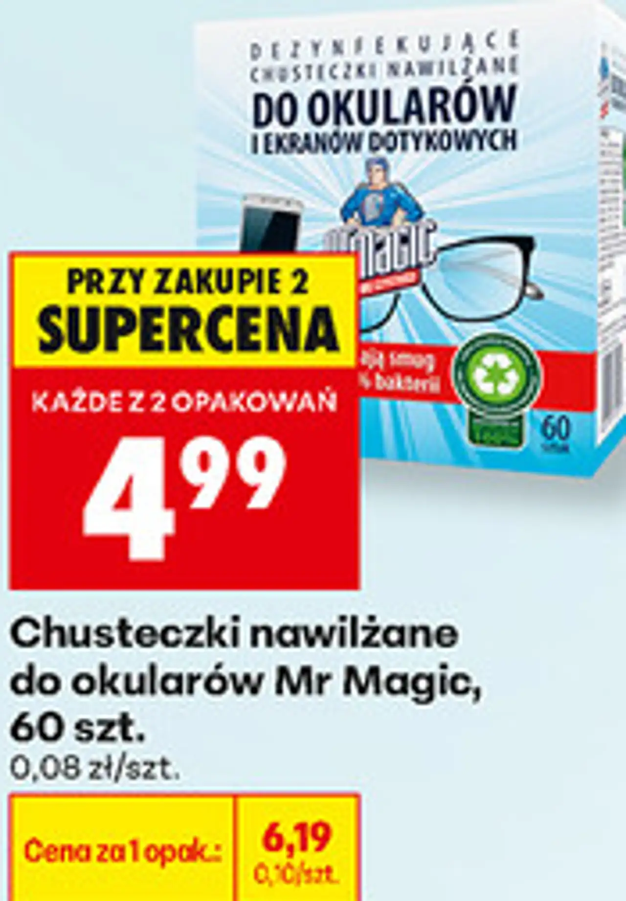 Chusteczki nawilżane do okularów Mr Magic