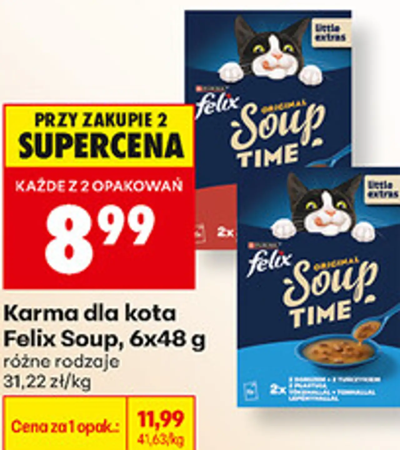Karma dla kota Felix Soup, 6x48 g