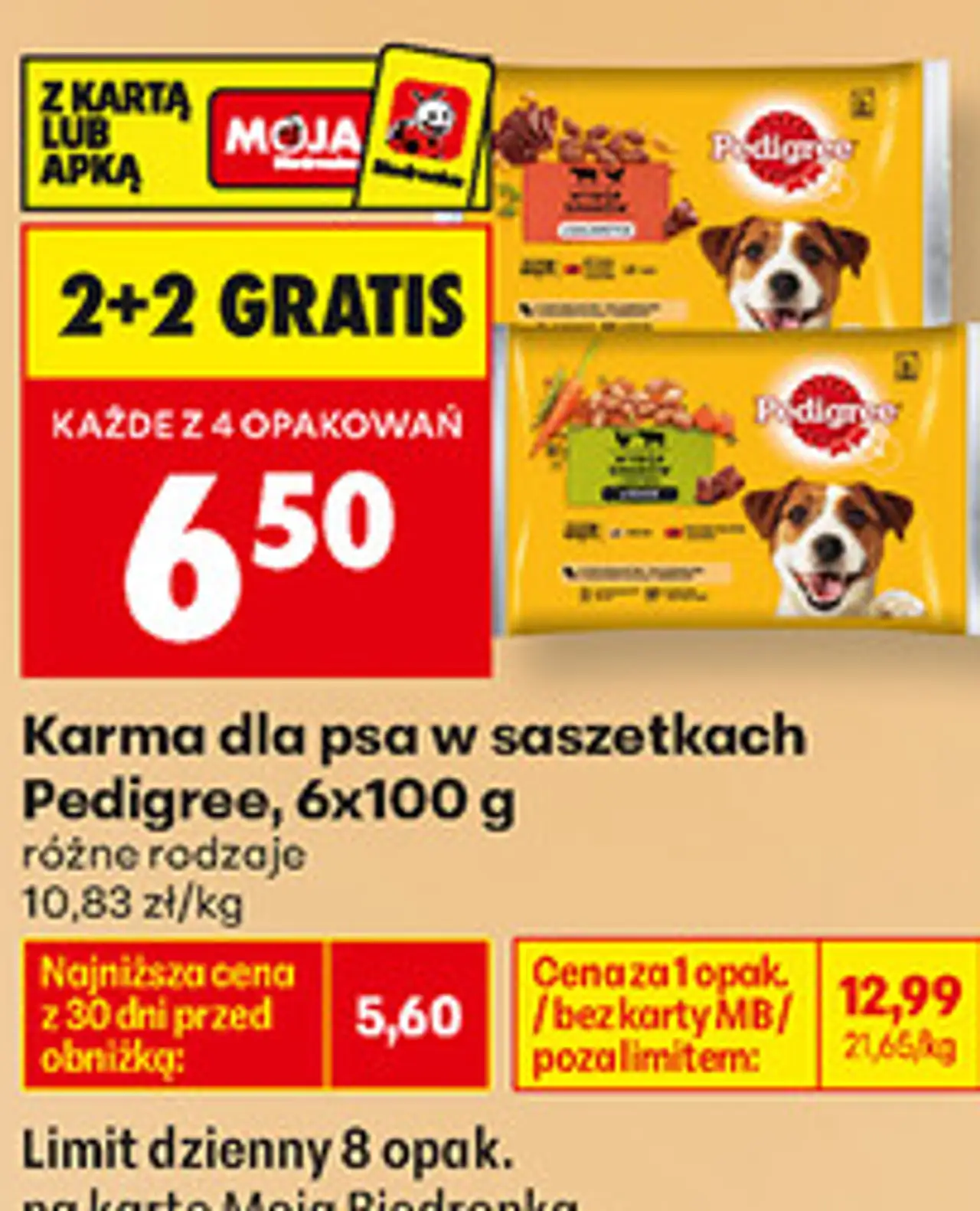 Karma dla psa w saszetkach Pedigree, 6x100 g