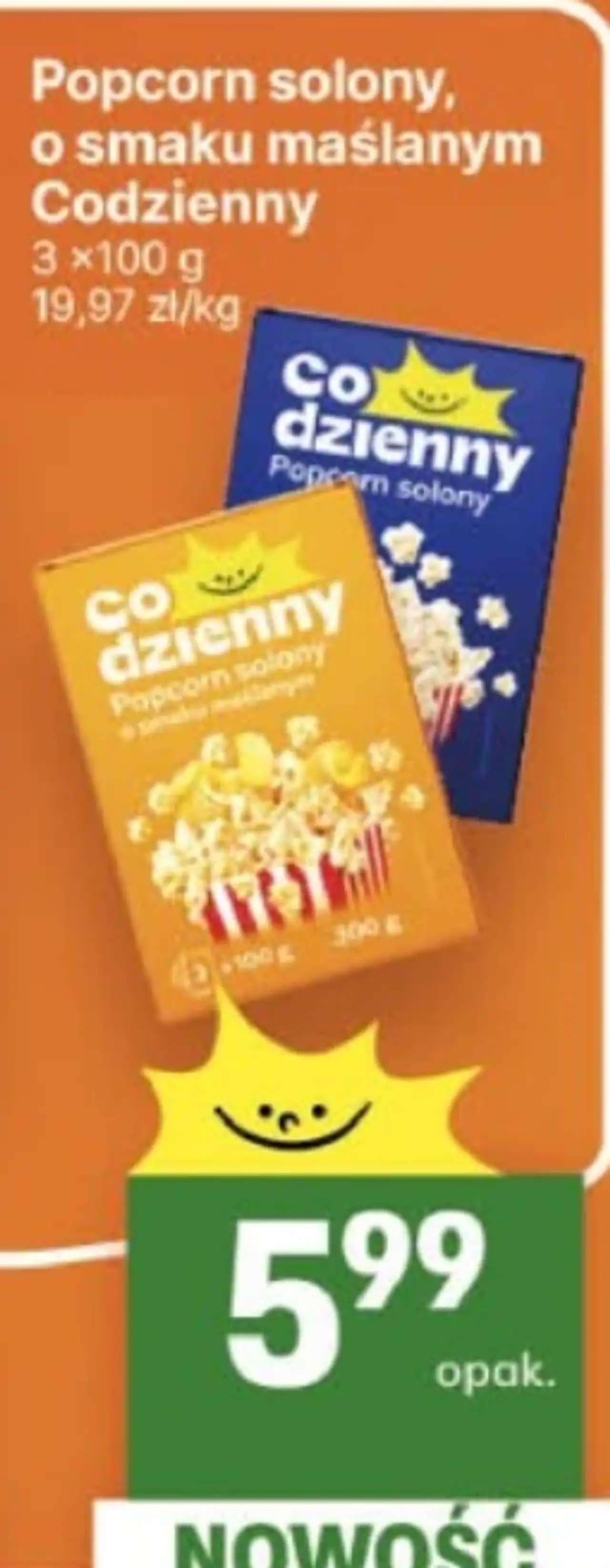 Popcorn solony, o smaku maślanym Codzienny