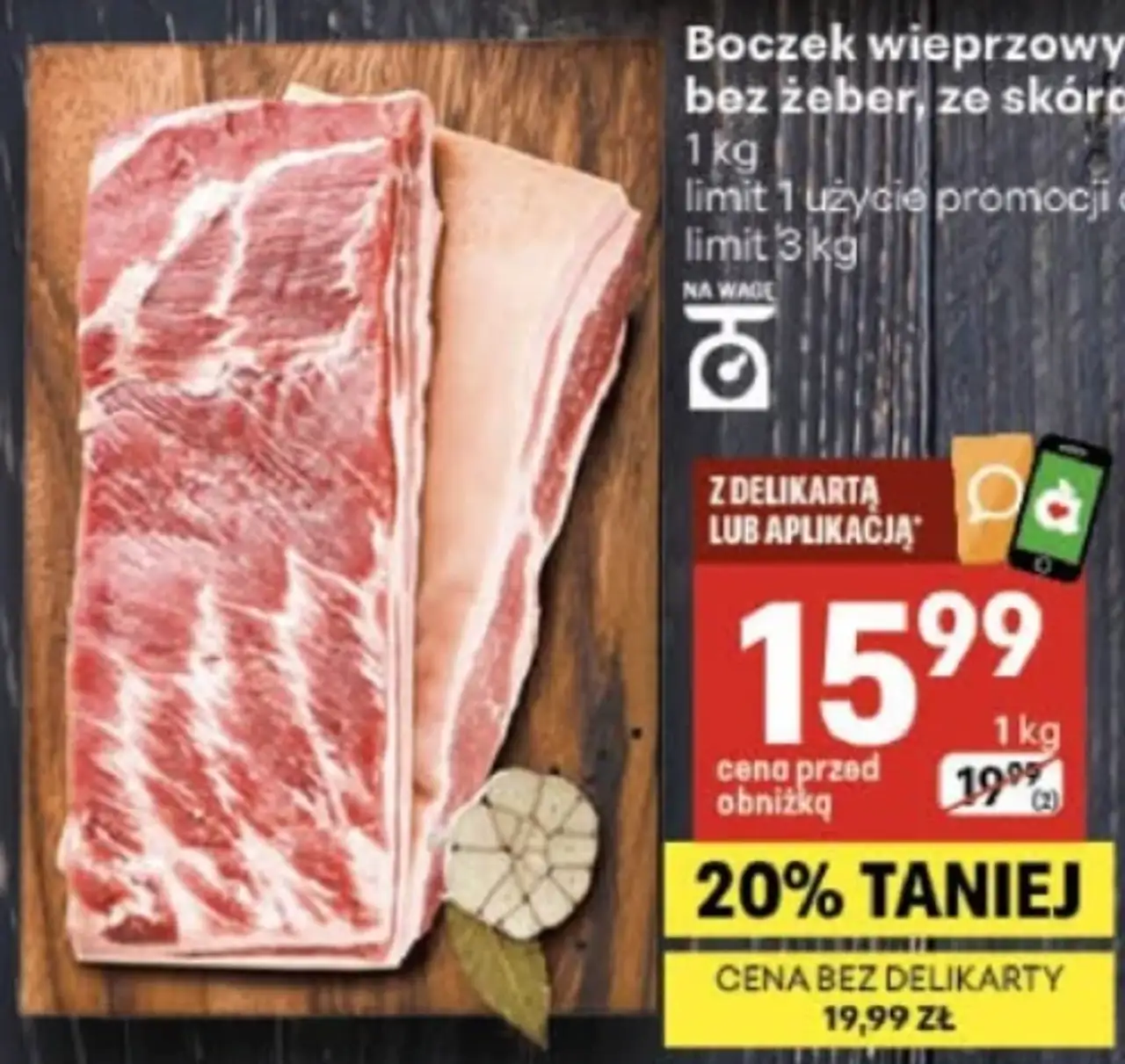 Boczek wieprzowy bez żeber, ze skórą