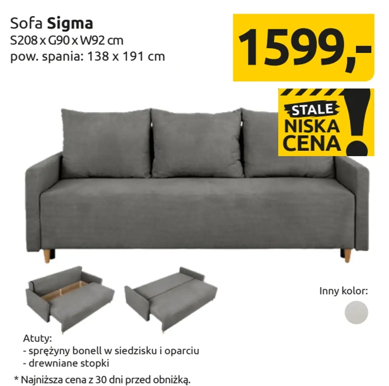 Sofa Sigma S208 x G90 x W92 cm