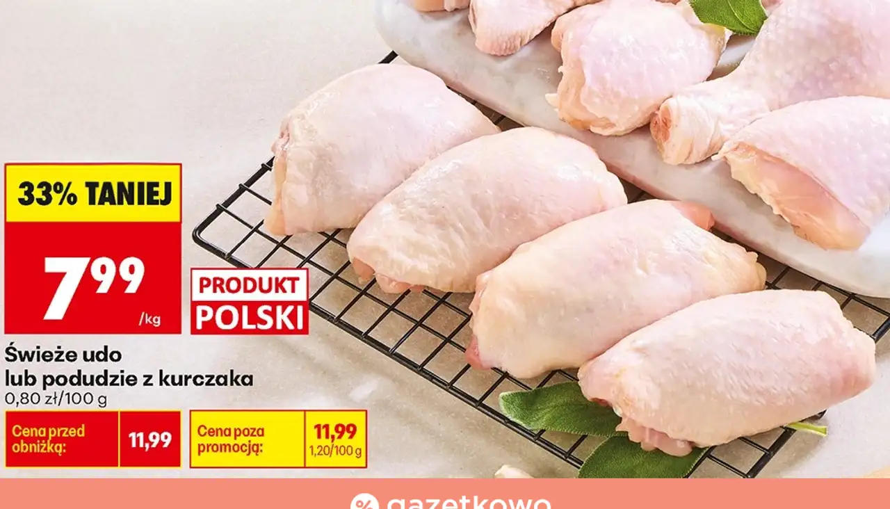 Świeże udo lub podudzie z kurczaka
