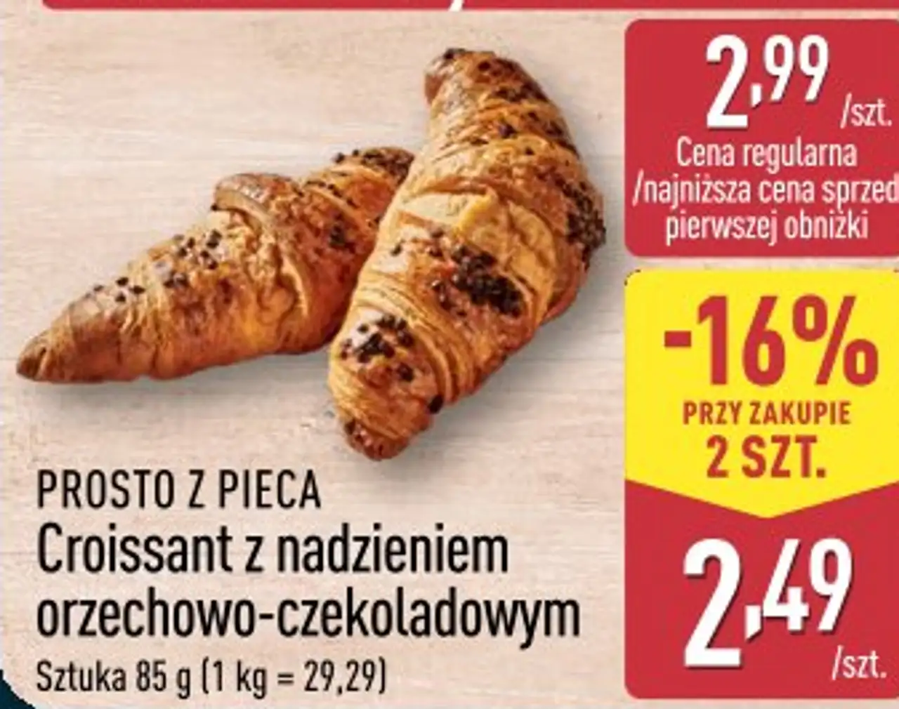 Croissant z nadzieniem orzechowo-czekoladowym Prosto z Pieca