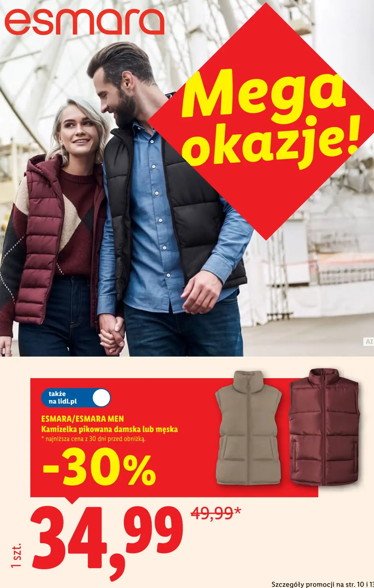 ESMARA/ESMARA MEN Kamizelka pikowana damska lub męska